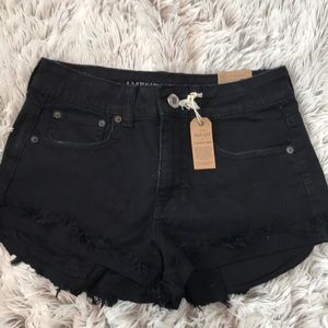 American Eagle Black Hi-Rise Festival Shorties